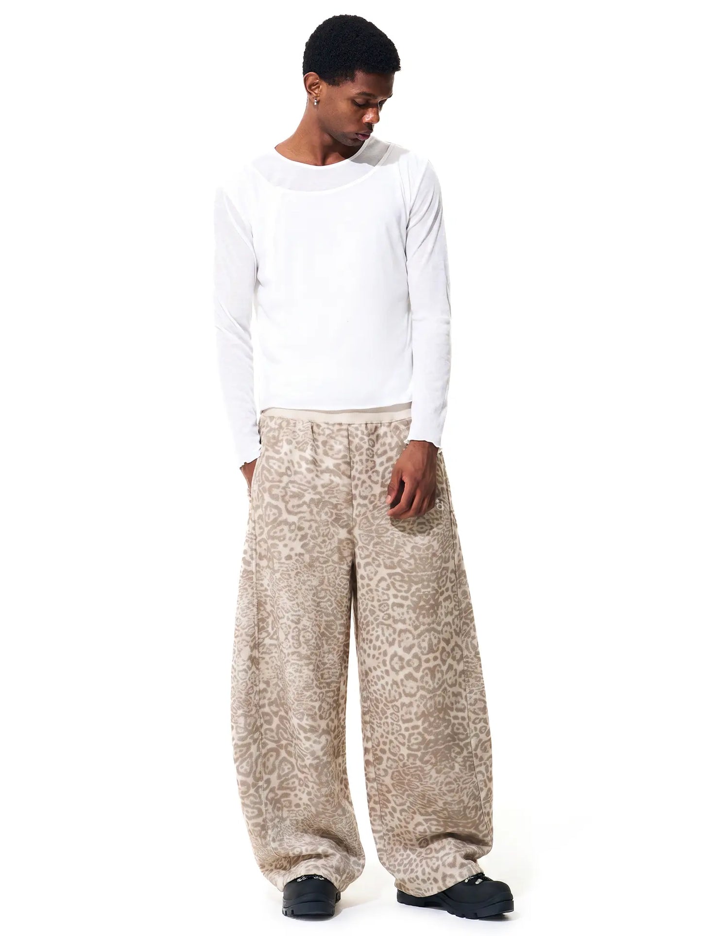FDR Women'S Leopard Print Wide Leg Sweatpants, Retro Baggy Relaxed Fit with Elastic Waist, Soft Casual Streetwear Pants, Vintage Y2K Style for Everyday Wear, Travel and Lounge