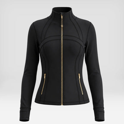Women Summer Clothes Long Sleeve Zip up Jacket, Stand Collar Polka Dot Textured Slim Fit Athletic Track Jacket Short Skirt or Shorts, Nylon Spandex Brushed Fabric Stretchy Workout Outerwear for Yoga Gym Running Tennis Golf