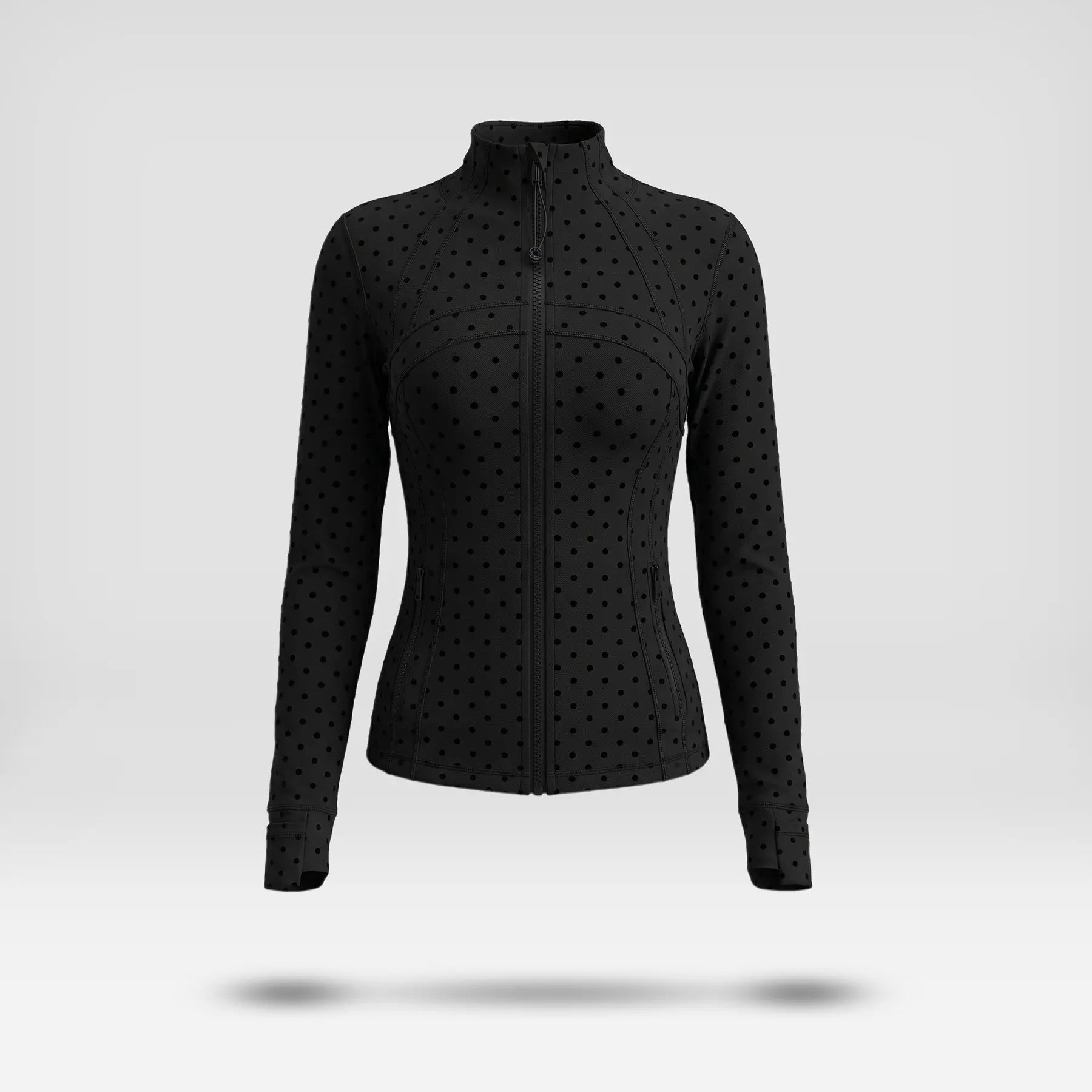 Women Summer Clothes Long Sleeve Zip up Jacket, Stand Collar Polka Dot Textured Slim Fit Athletic Track Jacket Short Skirt or Shorts, Nylon Spandex Brushed Fabric Stretchy Workout Outerwear for Yoga Gym Running Tennis Golf