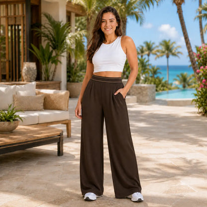 Elevate Your Style with Our Black High-Waisted Wide Leg Palazzo Pants - Perfect for Beach Vacations, Yoga, and Everyday Comfort!