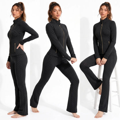 Women Summer Clothes Long Sleeve Zip up Jacket, Stand Collar Polka Dot Textured Slim Fit Athletic Track Jacket Short Skirt or Shorts, Nylon Spandex Brushed Fabric Stretchy Workout Outerwear for Yoga Gym Running Tennis Golf