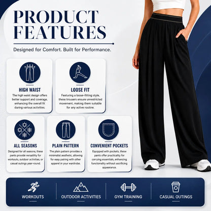 Elevate Your Style with Our Black High-Waisted Wide Leg Palazzo Pants - Perfect for Beach Vacations, Yoga, and Everyday Comfort!