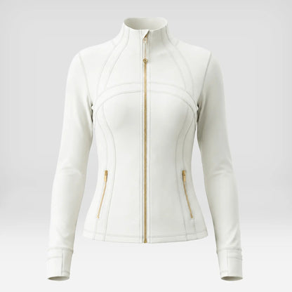 Women Summer Clothes Long Sleeve Zip up Jacket, Stand Collar Polka Dot Textured Slim Fit Athletic Track Jacket Short Skirt or Shorts, Nylon Spandex Brushed Fabric Stretchy Workout Outerwear for Yoga Gym Running Tennis Golf